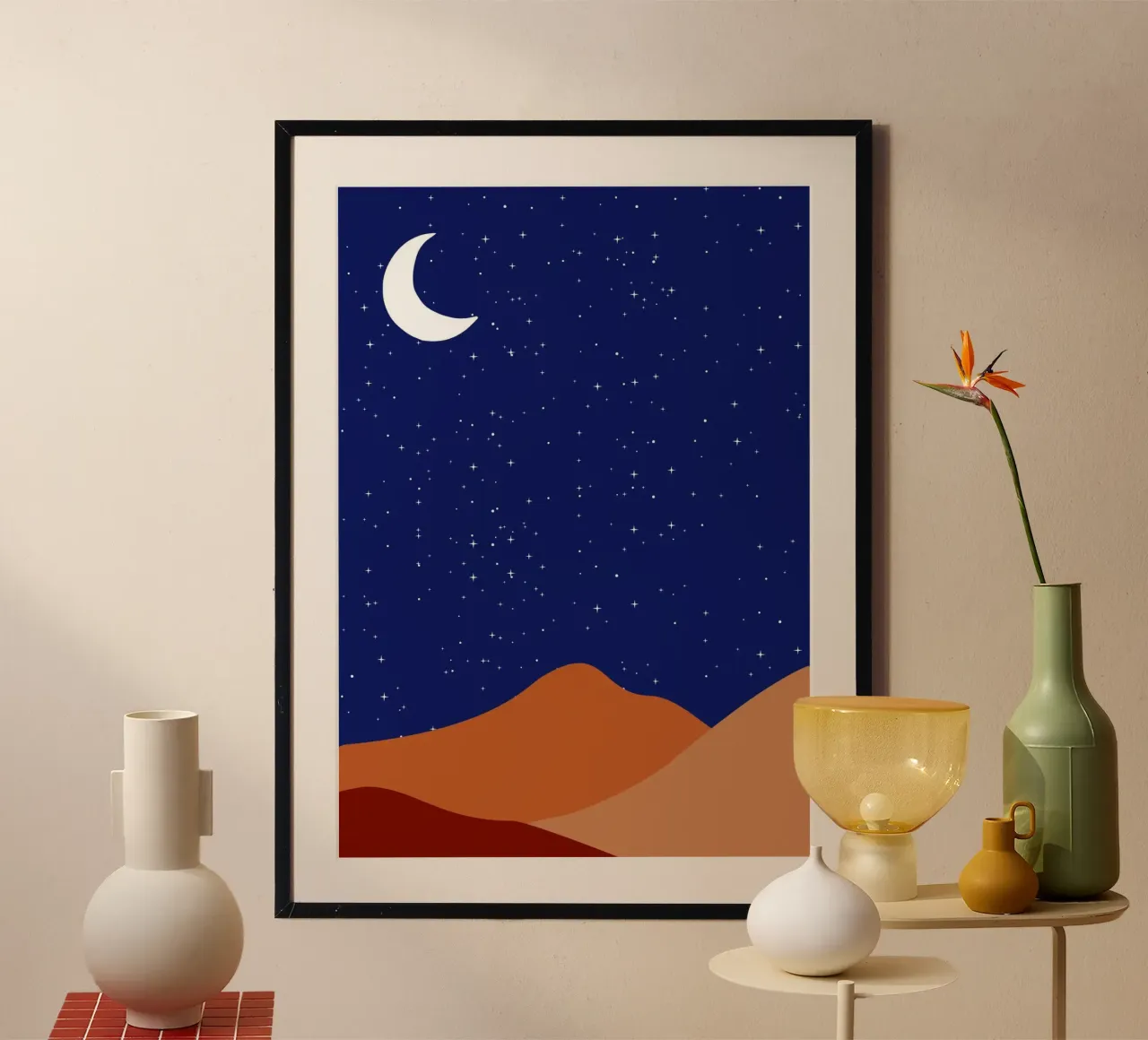 Desert Night 3 poster con telaio in alluminio da Mounias Design