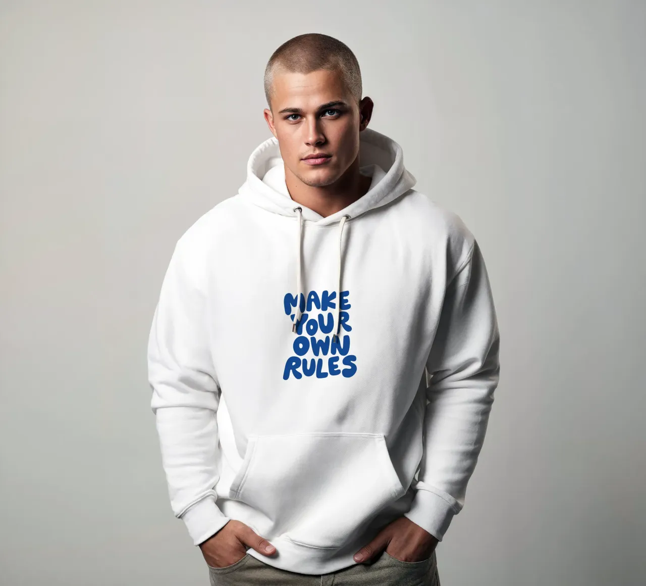 Crea le tue regole Design tipografico in blu felpa con cappuccio da THE MOTIVATED TYPE