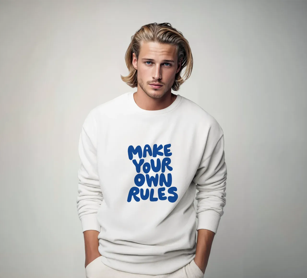 Crea le tue regole Design tipografico in blu felpa da THE MOTIVATED TYPE