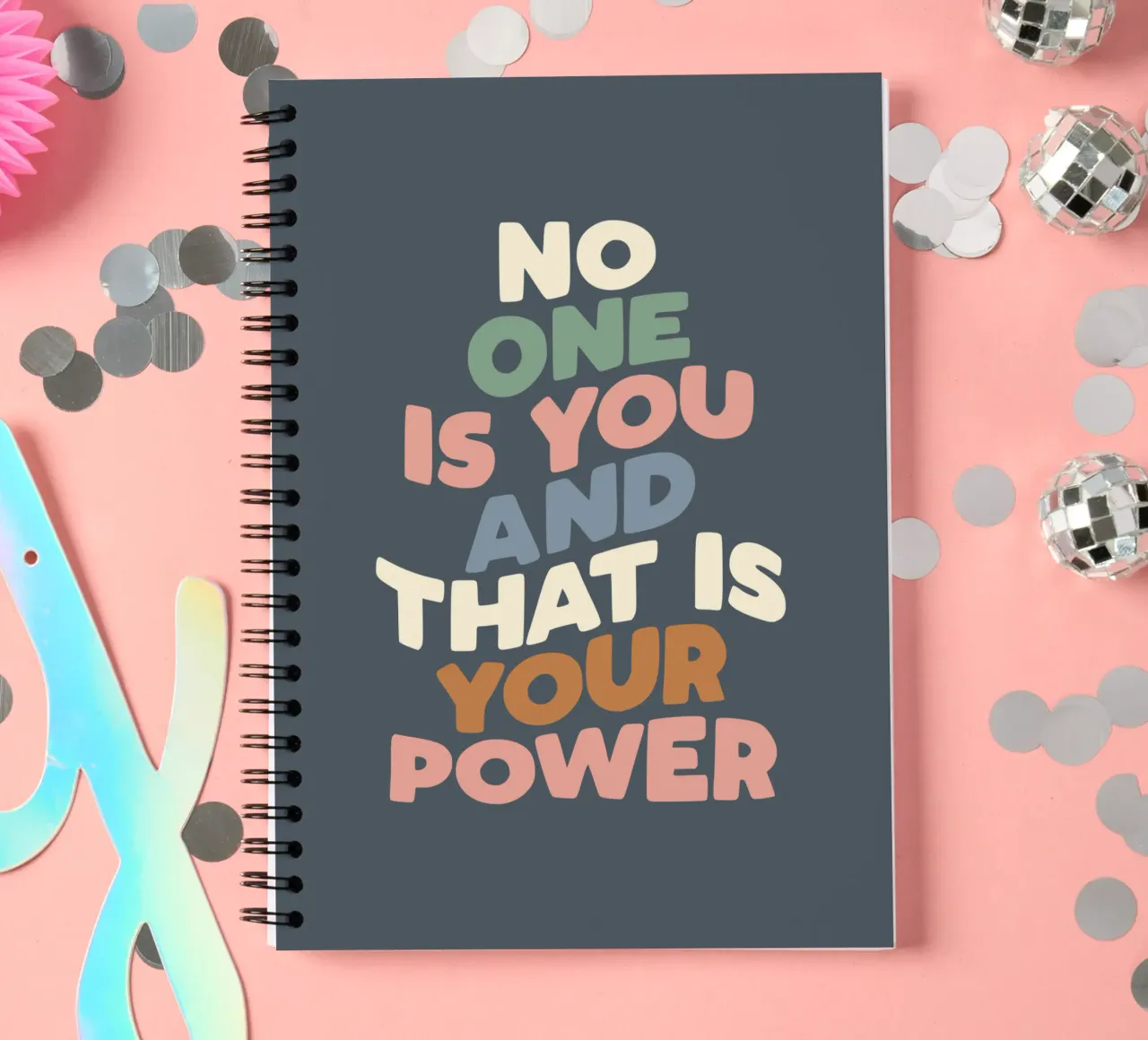No One is You and That is Your Power Typografie Design spiral notebook by THE MOTIVATED TYPE