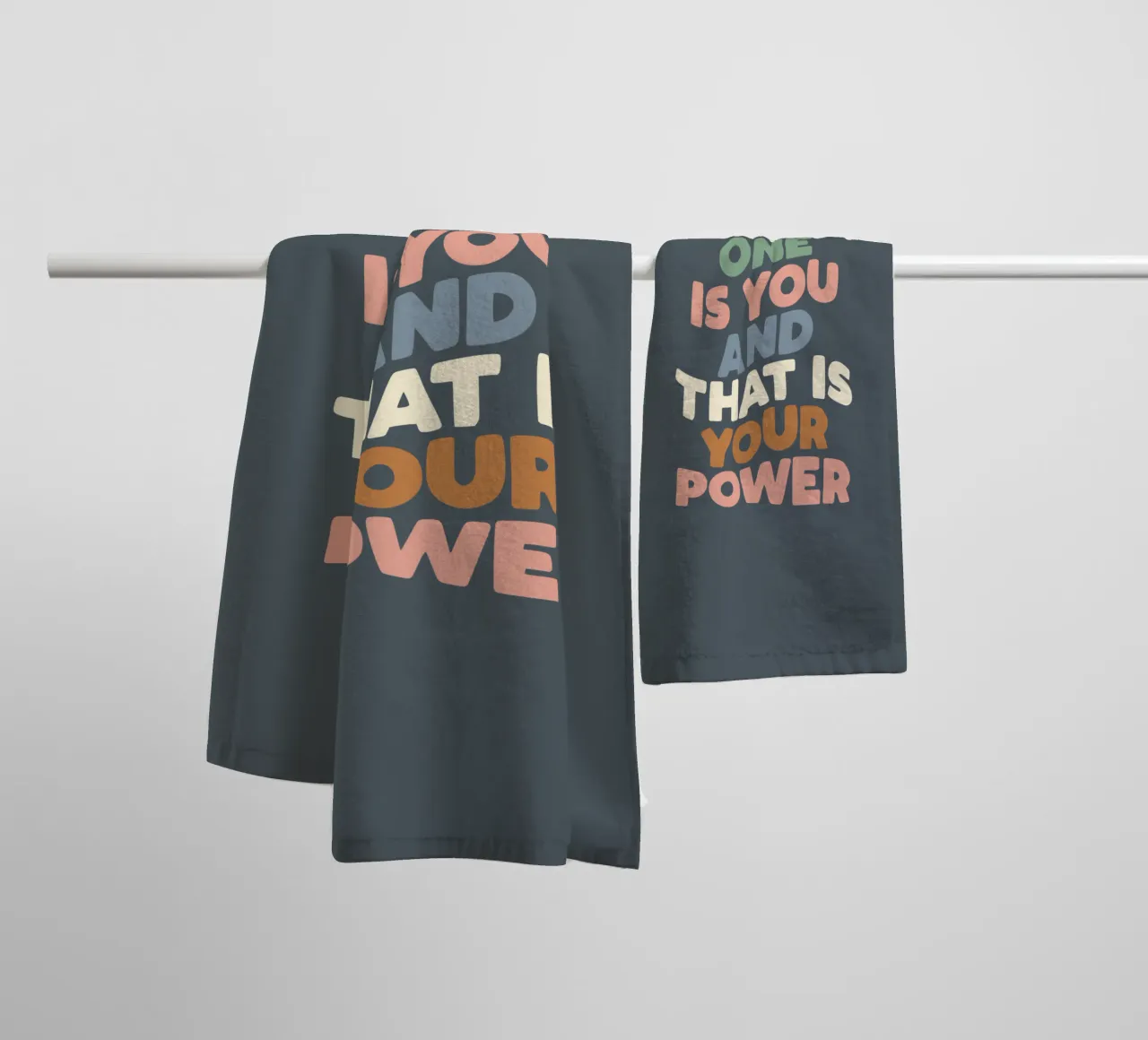 No One is You and That is Your Power Typografie Design towel by THE MOTIVATED TYPE