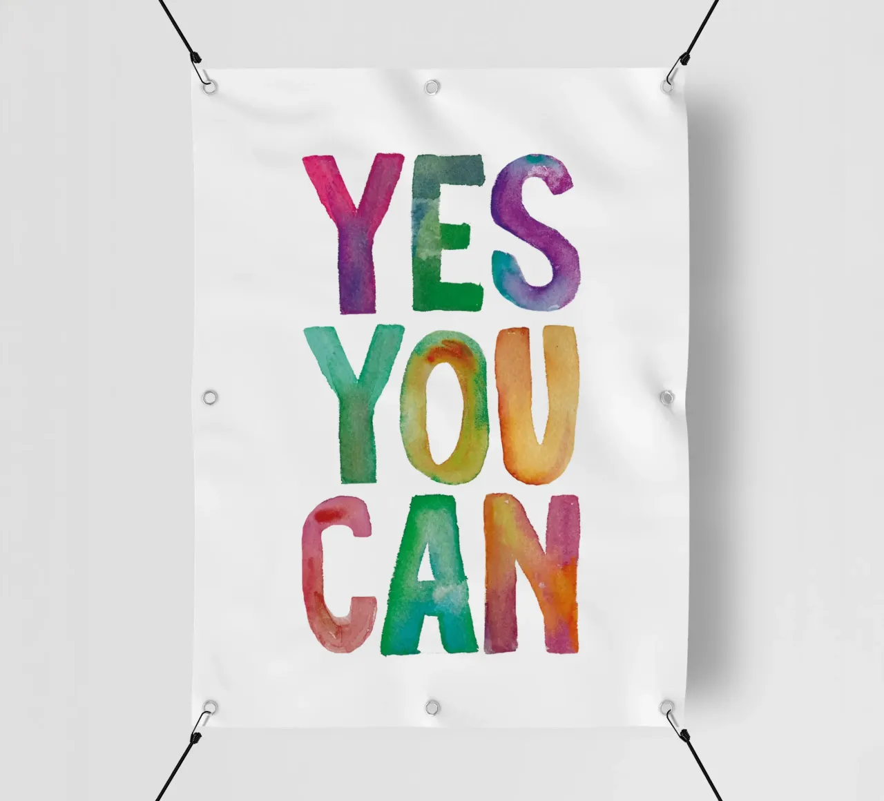 Yes You Can Rainbow Typography Design per le camere dei bambini telo in pvc da THE MOTIVATED TYPE