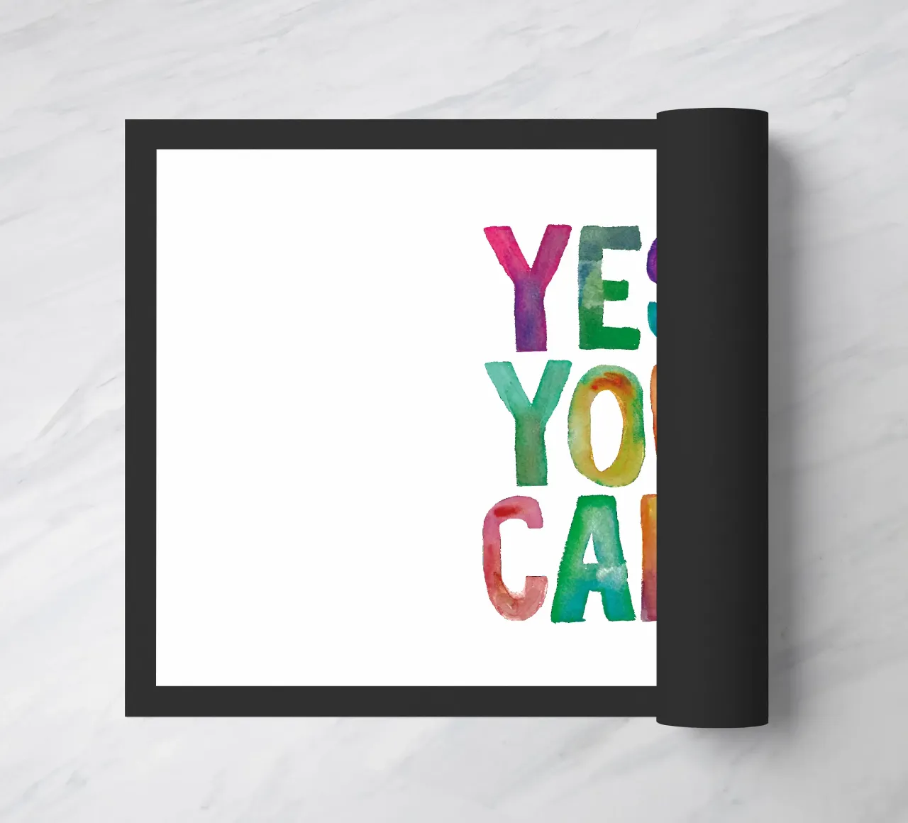 Yes You Can Rainbow Typography Design per le camere dei bambini zerbino da THE MOTIVATED TYPE