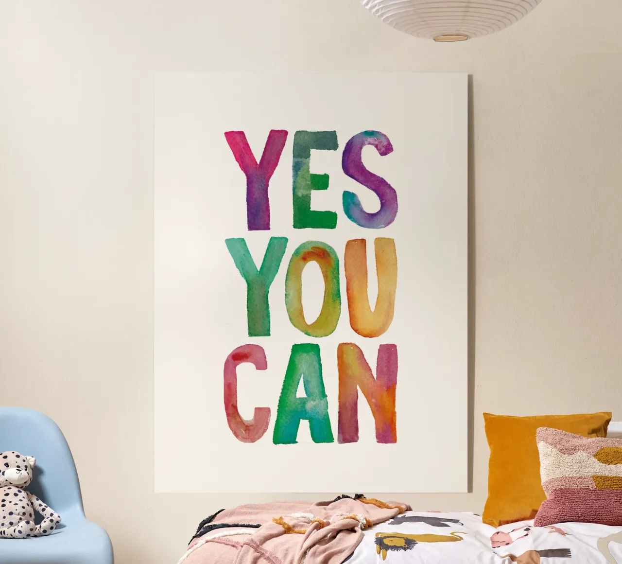 Yes You Can Rainbow Typography Design per le camere dei bambini plexiglass da THE MOTIVATED TYPE