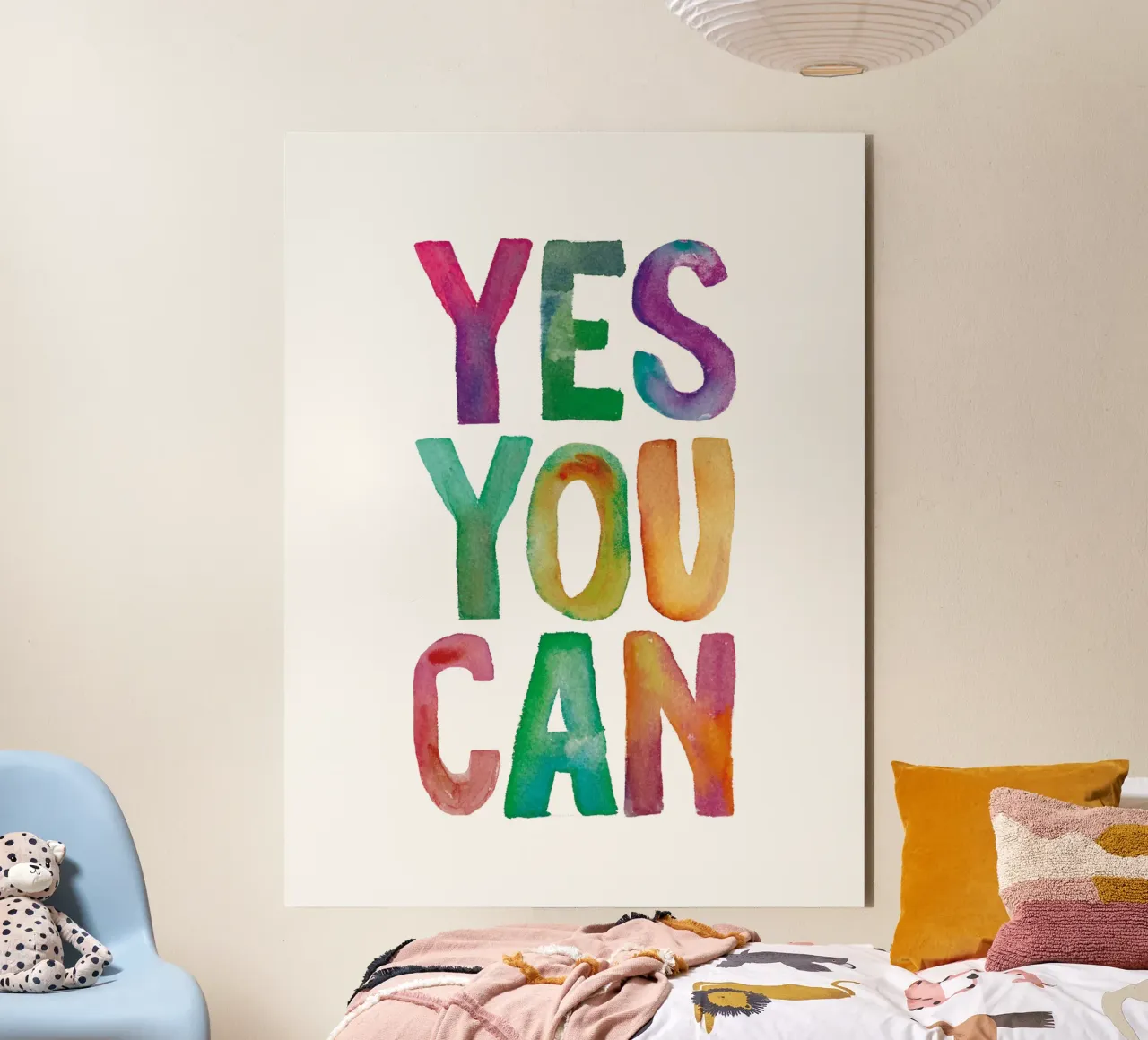 Yes You Can Rainbow Typography Design per le camere dei bambini alluminio dibond da THE MOTIVATED TYPE