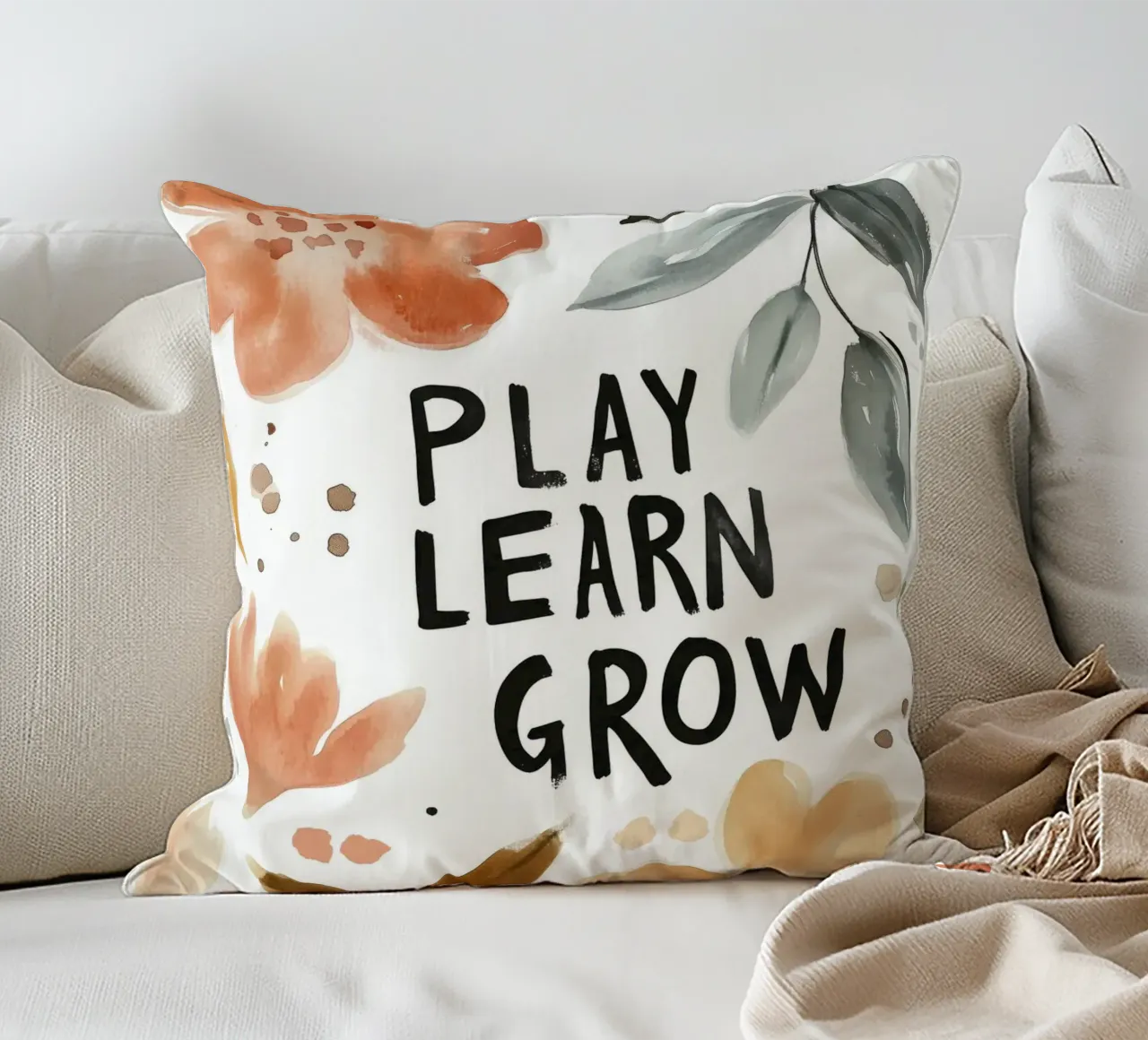 Play Learn Grow (Version 3) kussen van treechild