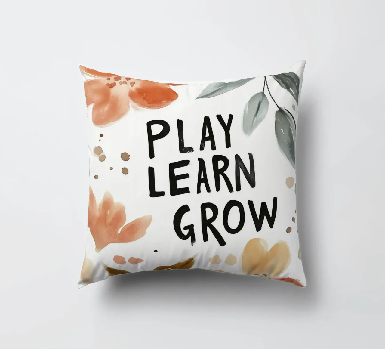 Play Learn Grow (Version 3) decorative cushion by treechild