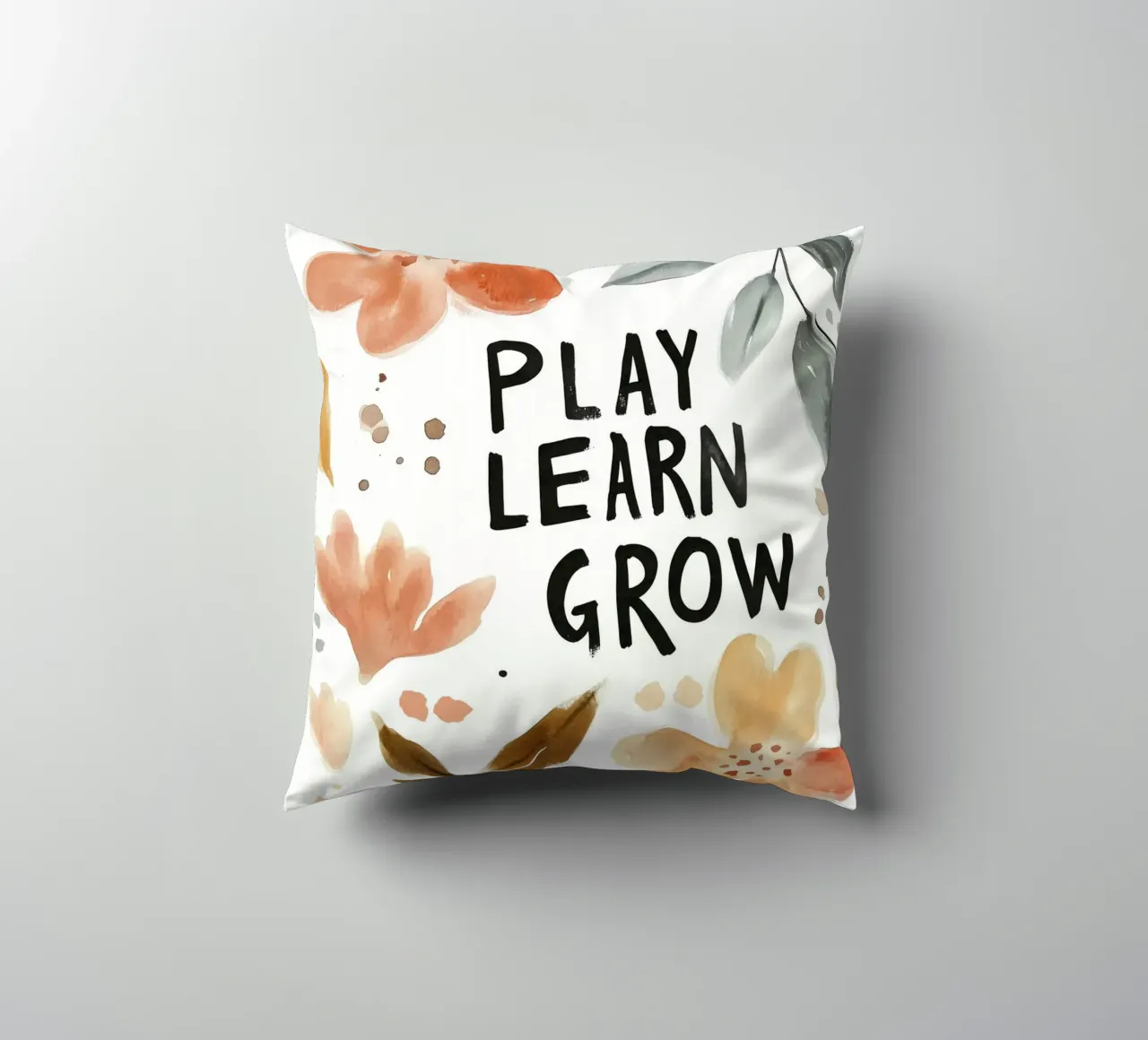 Play Learn Grow (Version 3) decorative cushion by treechild