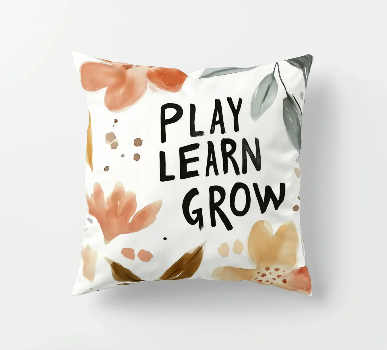 Play Learn Grow (Version 3) decorative cushion by treechild