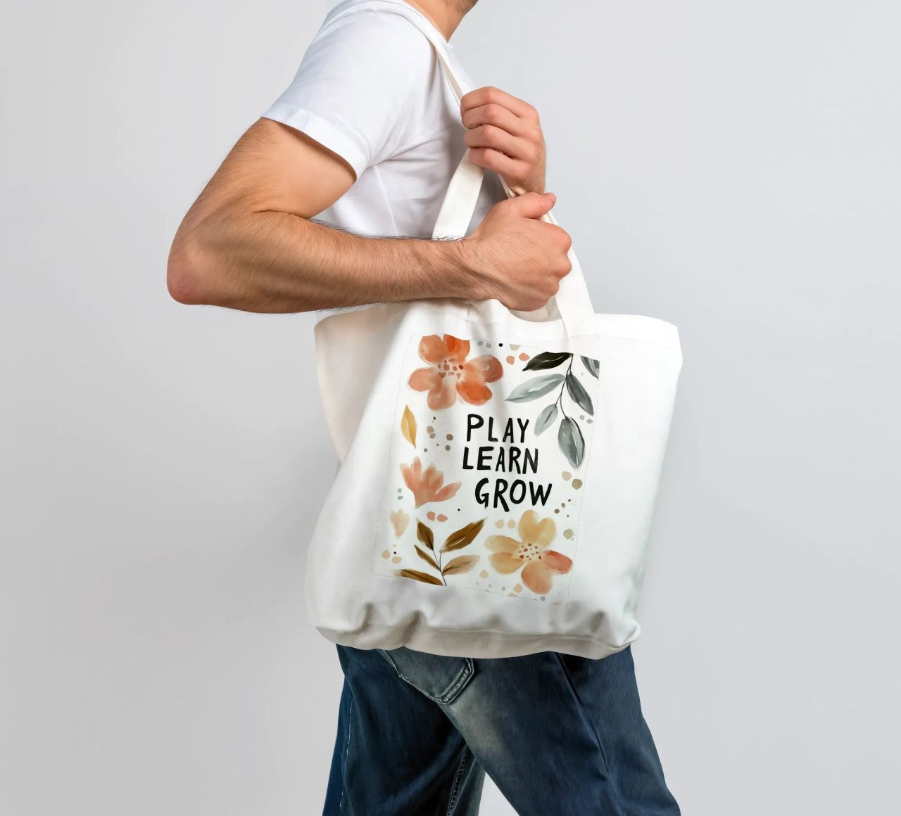 Play Learn Grow (Version 3) borsa in juta da treechild