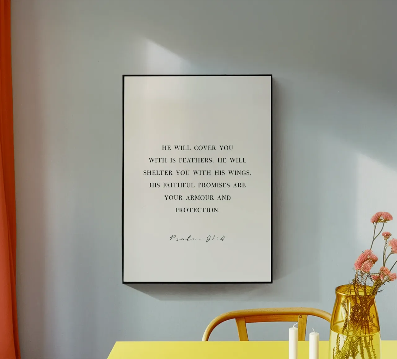 Psalm 91:4 quote acryl van Paigaam Studio