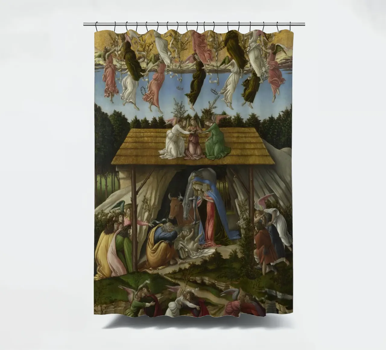 Sandro Botticelli - The Mystical Nativity tenda da doccia da Timeless Artworks