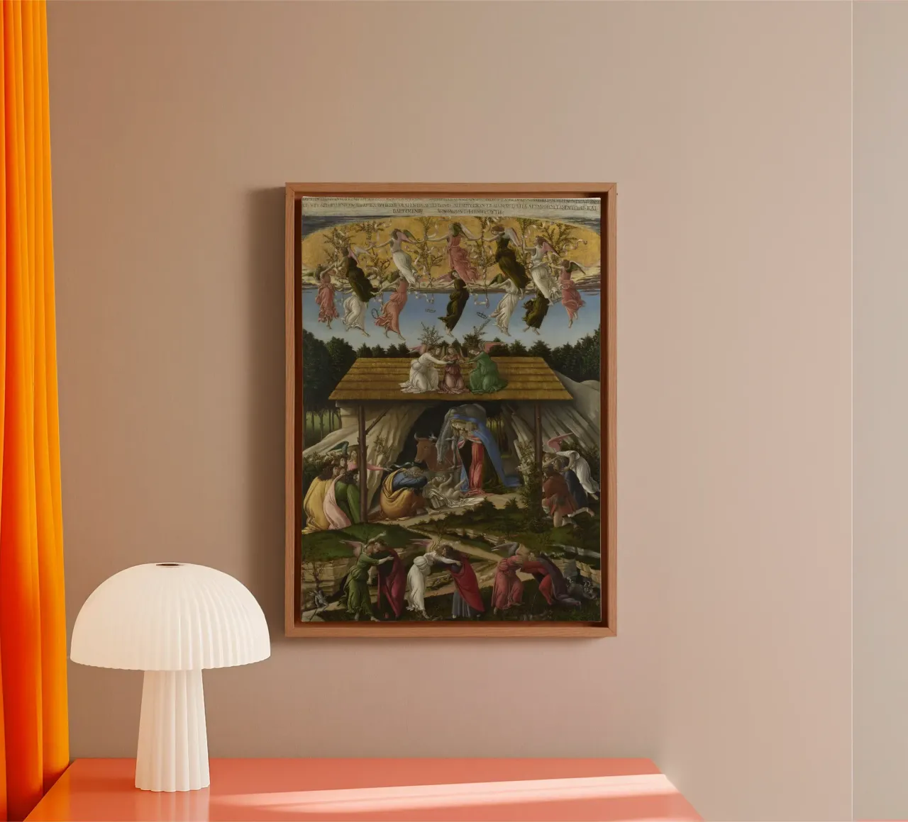 Sandro Botticelli - The Mystical Nativity tela con Cornice a cassetta da Timeless Artworks