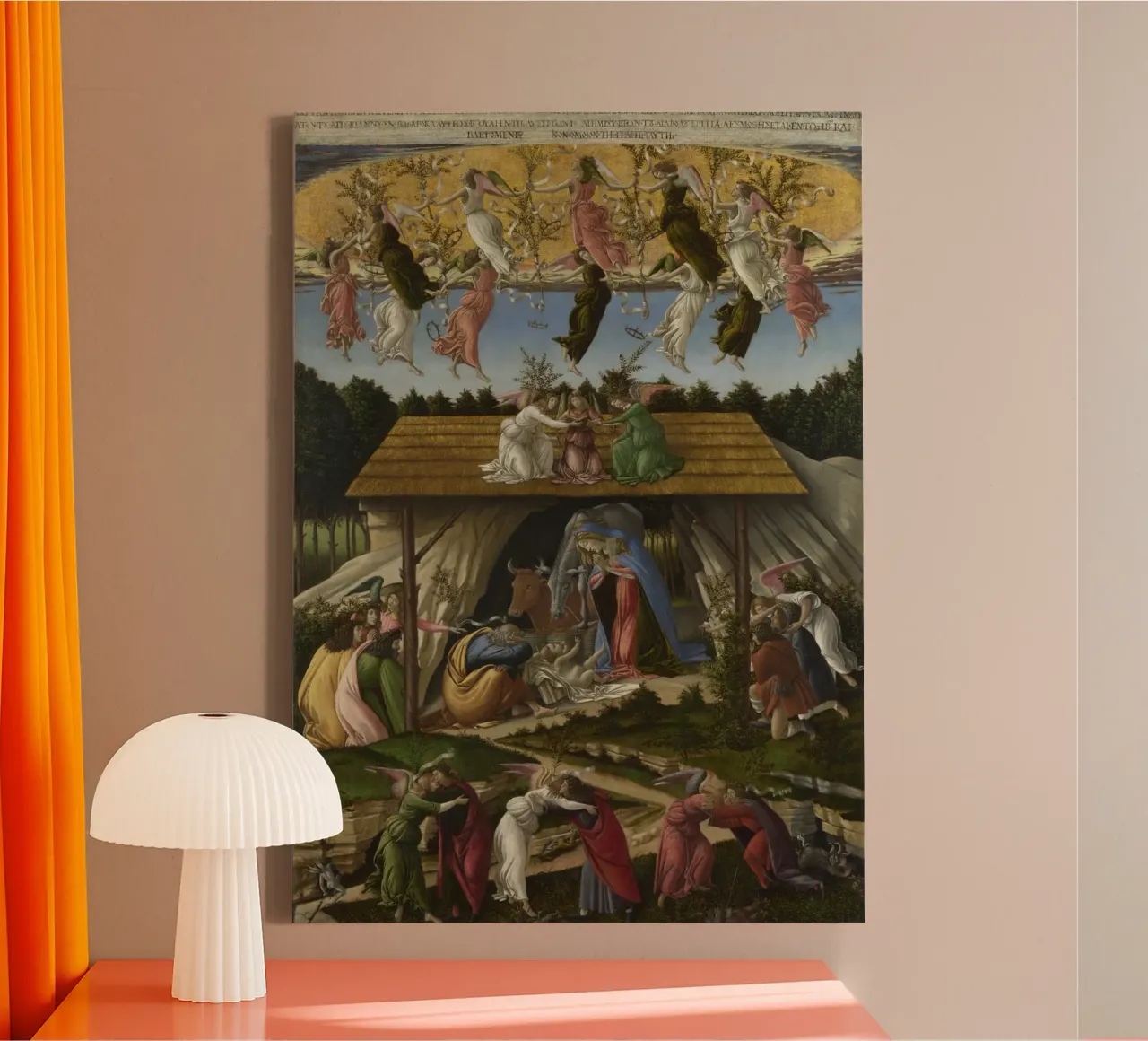 Sandro Botticelli - The Mystical Nativity tela con Cornice a cassetta da Timeless Artworks
