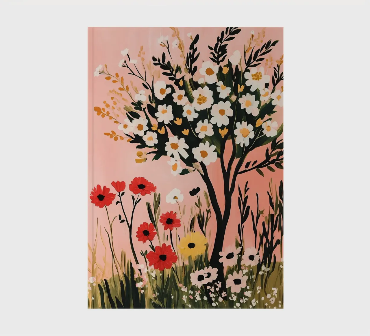 Meadow Wildflowers and Tree notebook by IamHomeStudio