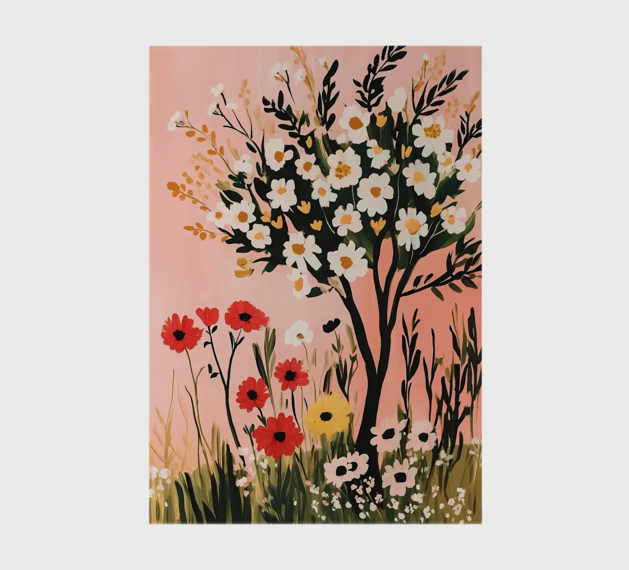 Meadow Wildflowers and Tree notebook by IamHomeStudio