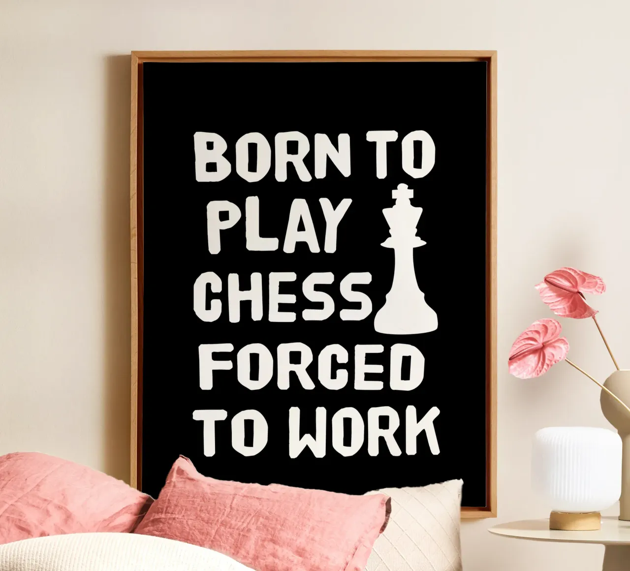 Born to play chess forced to work tela con Cornice a cassetta da happieeagle