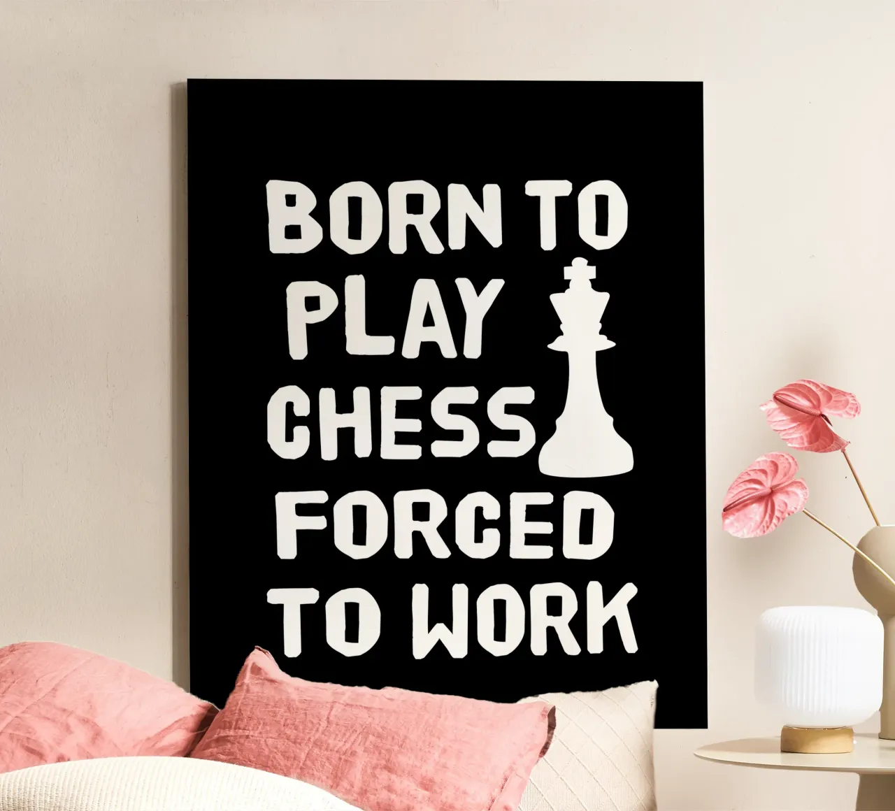 Born to play chess forced to work tela con Cornice a cassetta da happieeagle