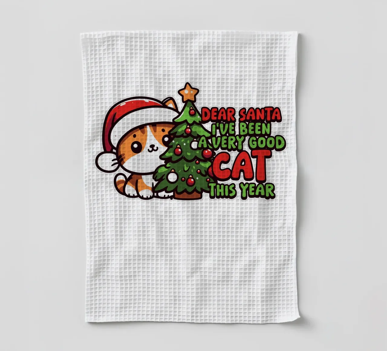 Dear Santa, I've been a very good cat this year. canovaccio da cucina da edsonramosart