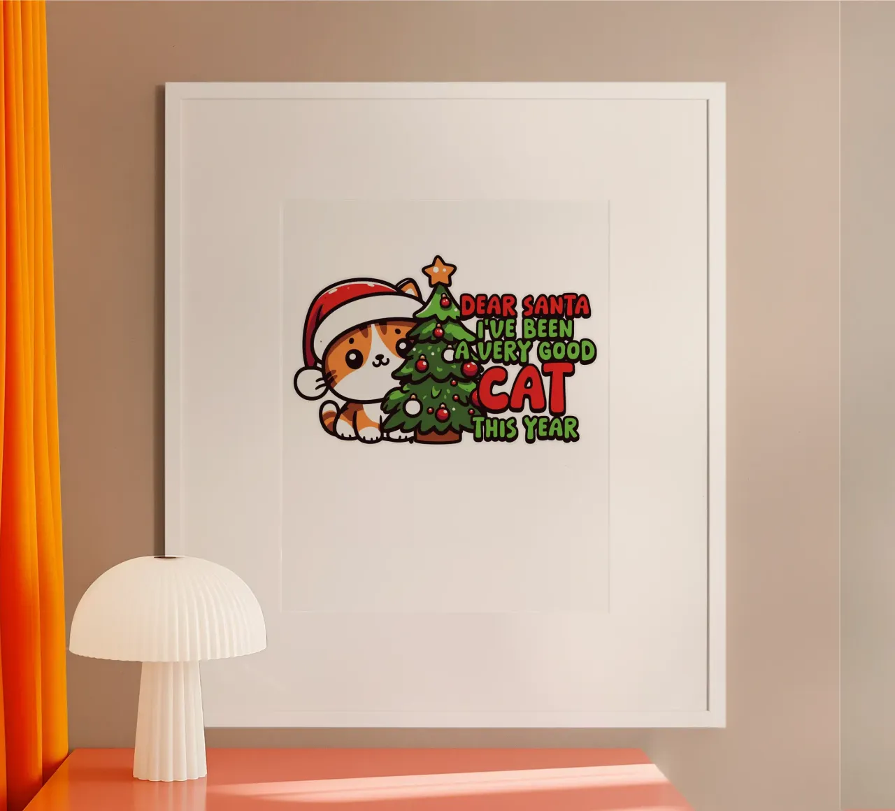 Dear Santa, I've been a very good cat this year. poster con telaio in legno da edsonramosart