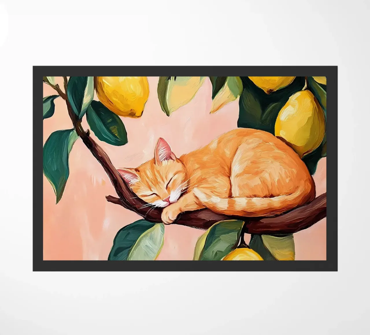Gatto rosso addormentato su un albero di limoni zerbino da IamHomeStudio