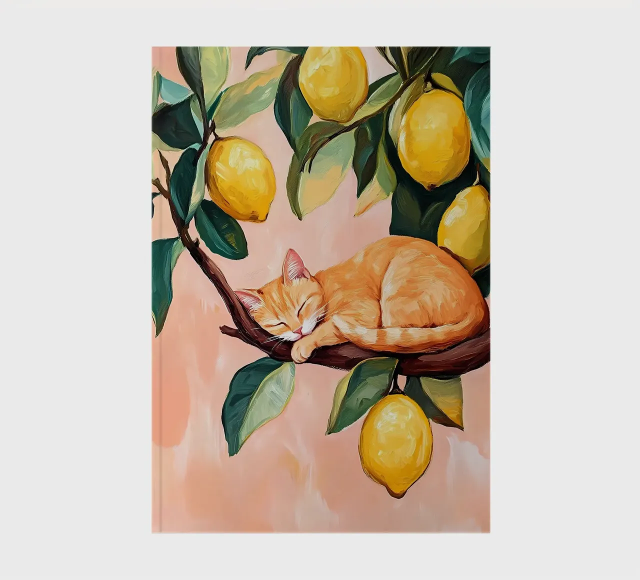 Sleeping red cat on Lemon tree notebook by IamHomeStudio