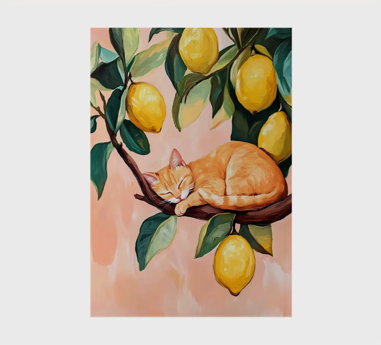 Sleeping red cat on Lemon tree notebook by IamHomeStudio