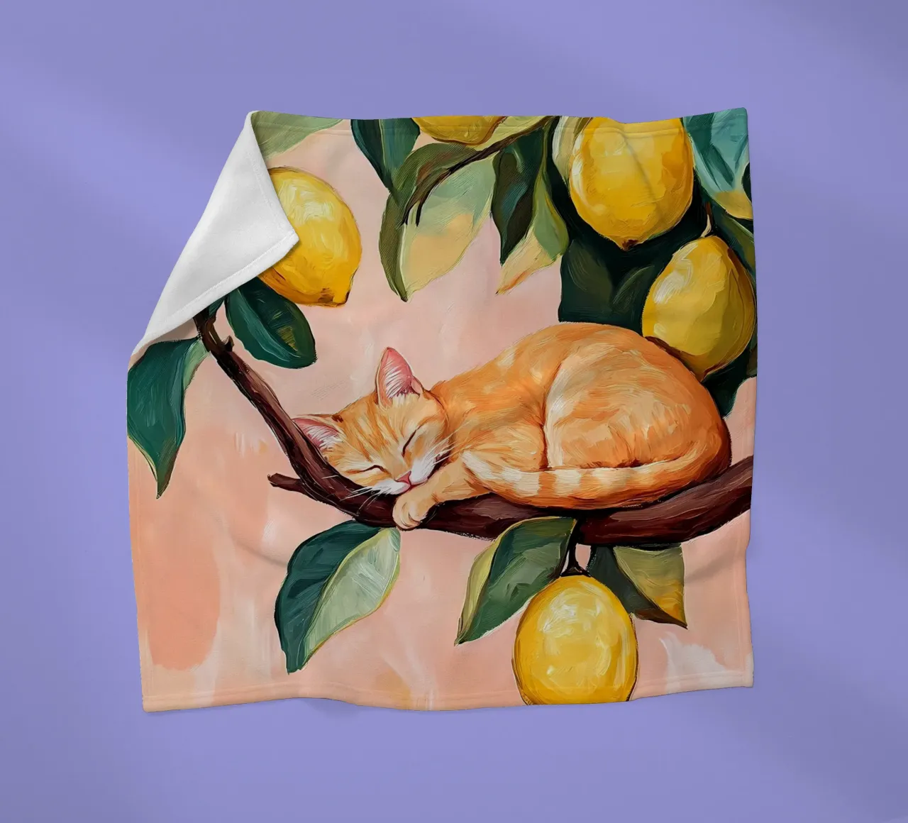 Gatto rosso addormentato su un albero di limoni coperta in pile da IamHomeStudio