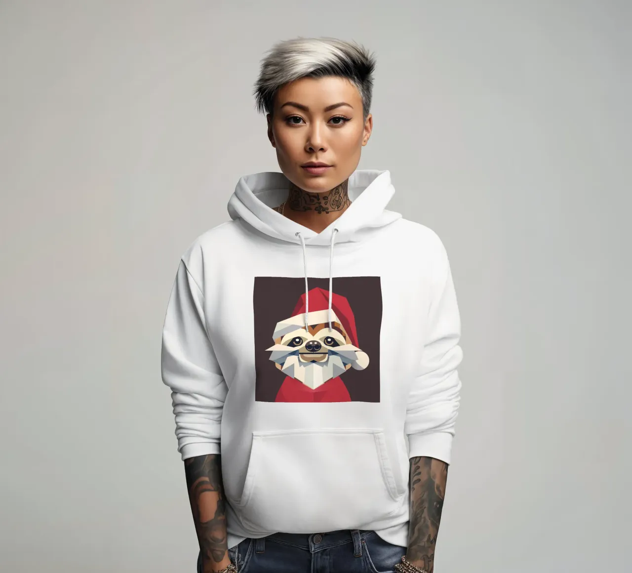 Allegro bradipo natalizio in un design moderno felpa con cappuccio da namosh