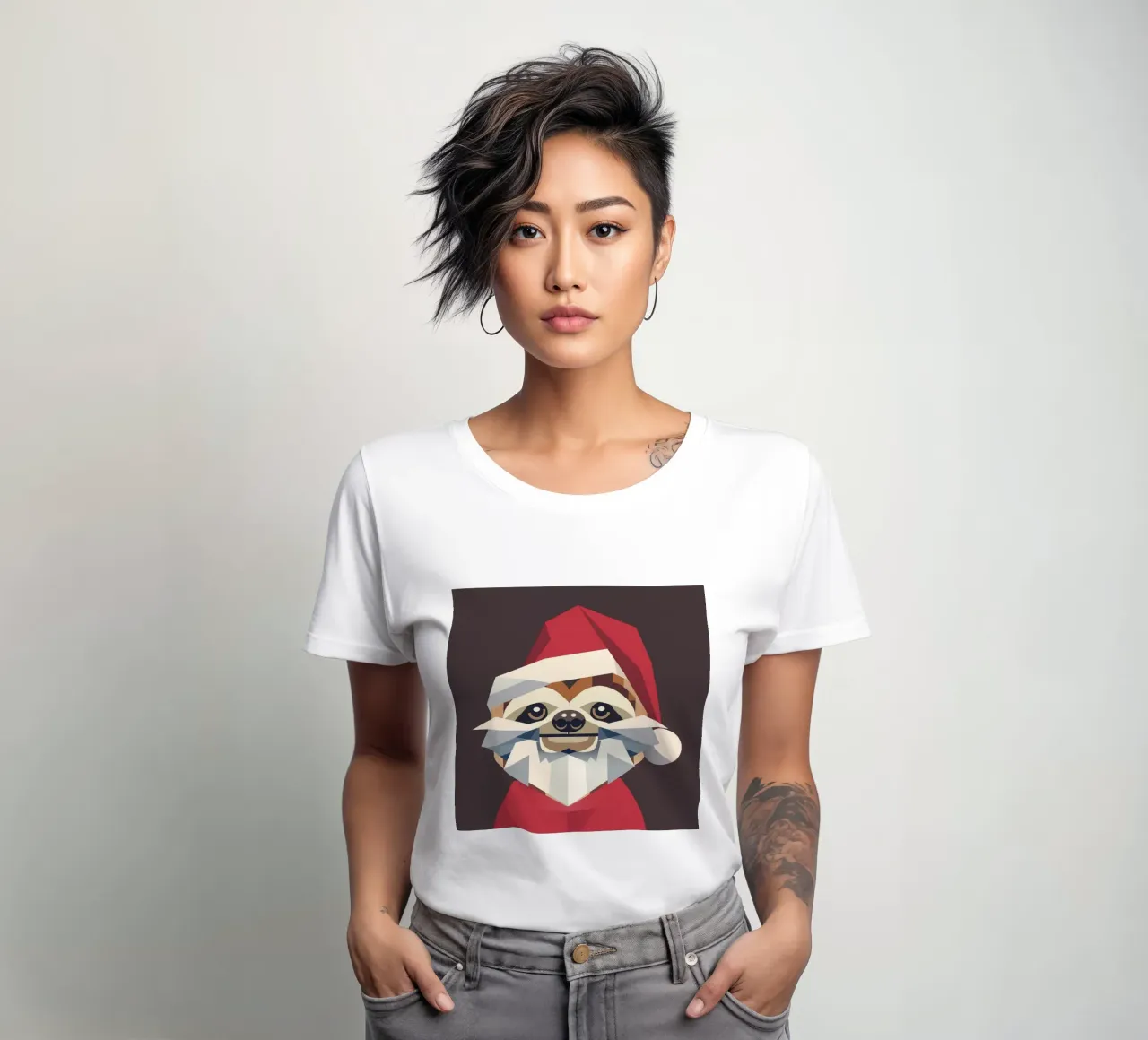 Allegro bradipo natalizio in un design moderno t-shirt da donna da namosh