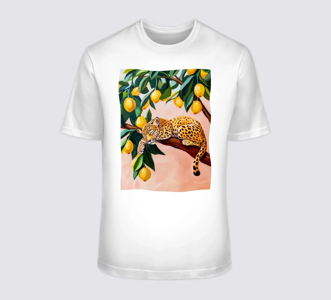 Sleeping Leopard on Lemon tree t-shirt by IamHomeStudio