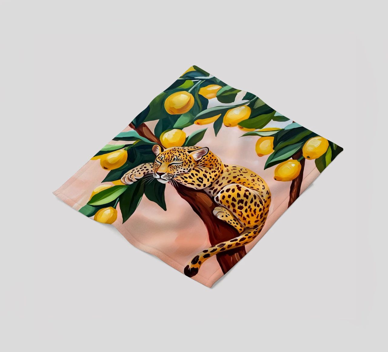 Schlafender Leopard auf Zitronenbaum Fleecedecke von Olga Wildrose