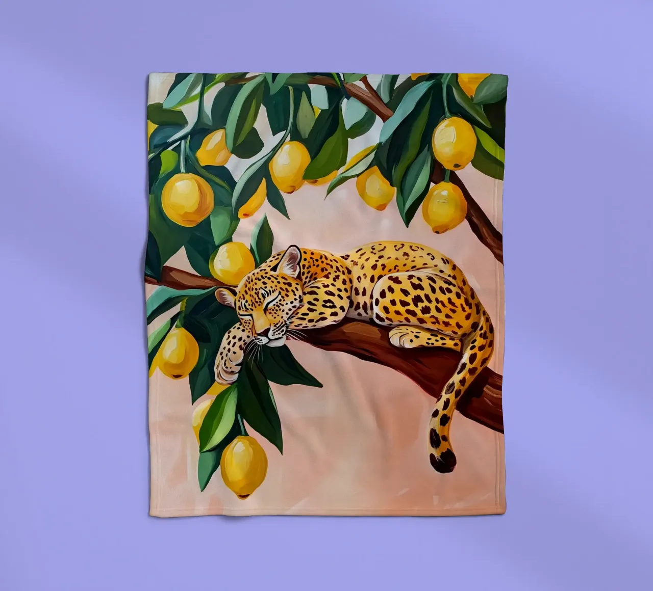 Leopardo dormido en limonero manta de franela de Olga Wildrose