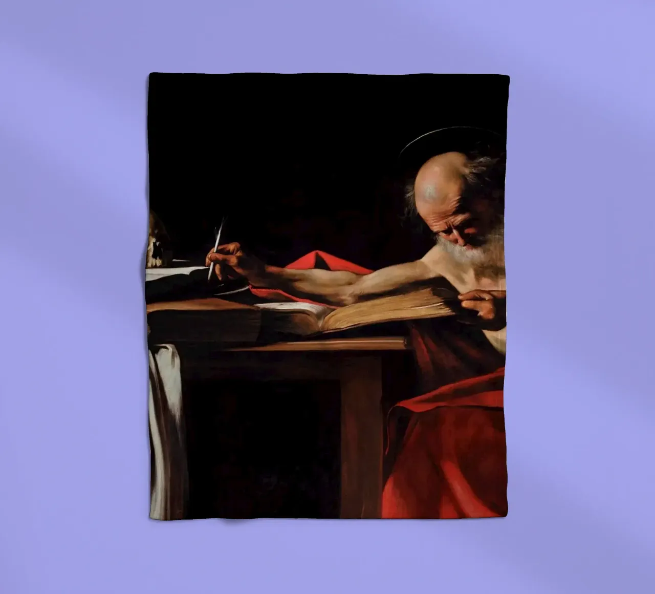 Caravaggio - Saint Jerome Writing fleece blanket by Timeless Artworks