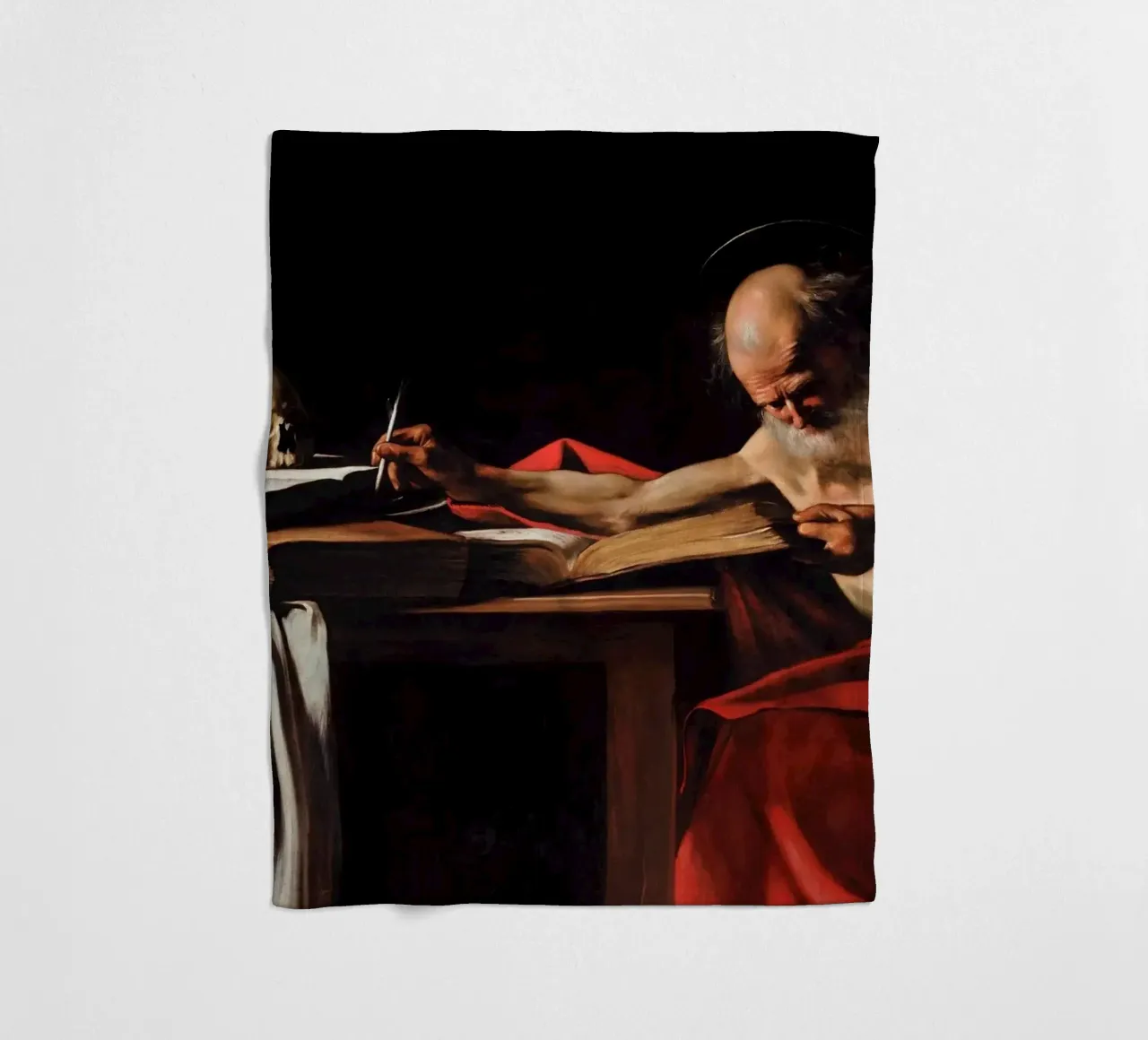Caravaggio - Saint Jerome Writing fleece blanket by Timeless Artworks