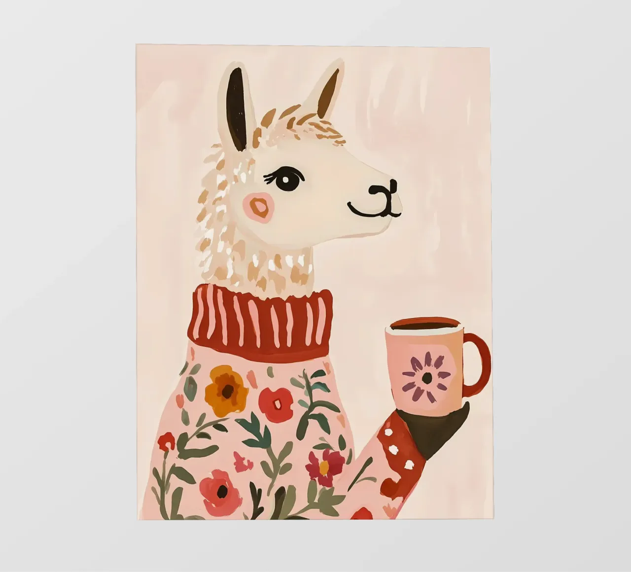 Cute Llama in Sweater with Cup of Coffee pvc cover by IamHomeStudio