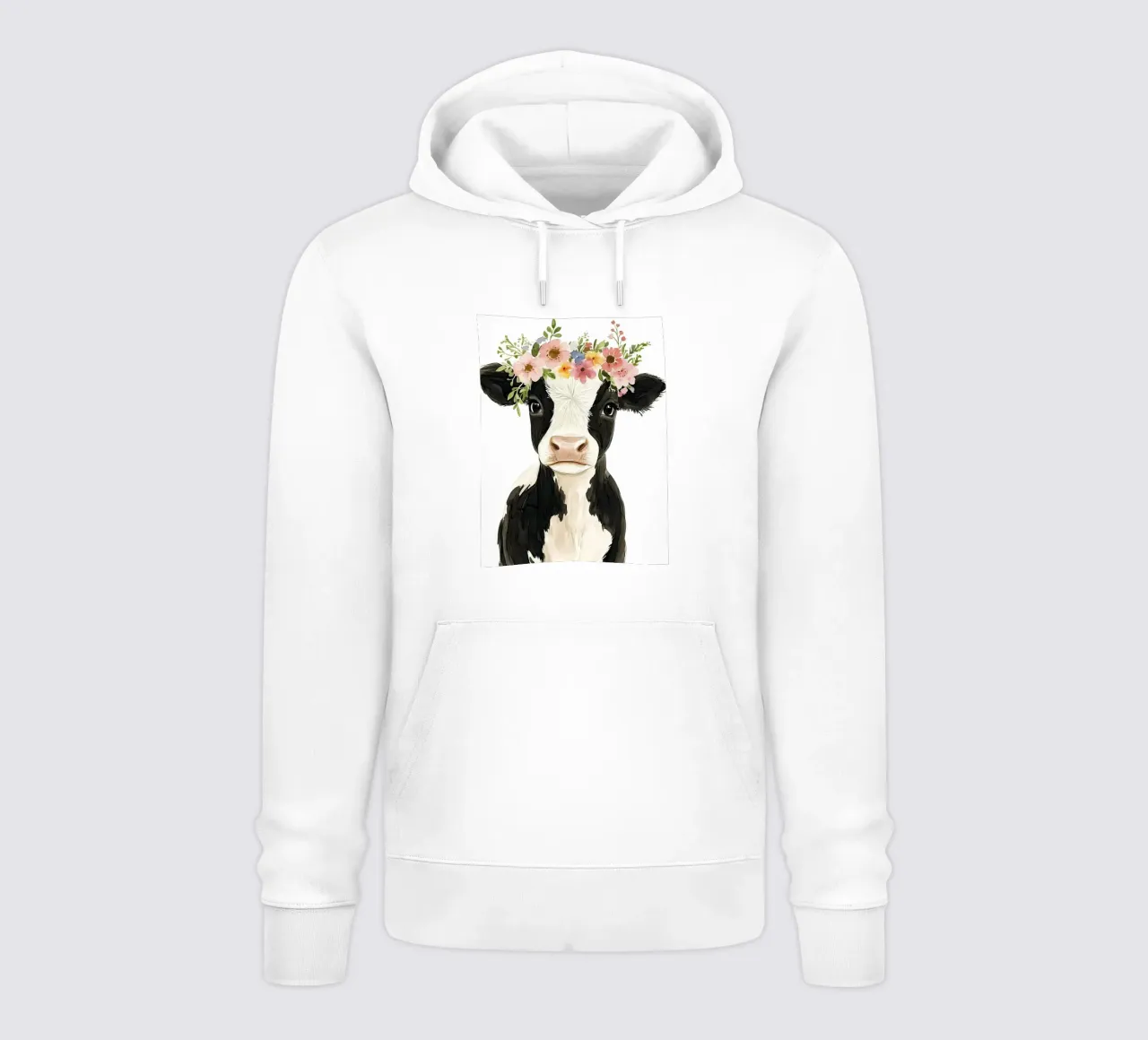 Mucca con corona floreale felpa con cappuccio da IamHomeStudio