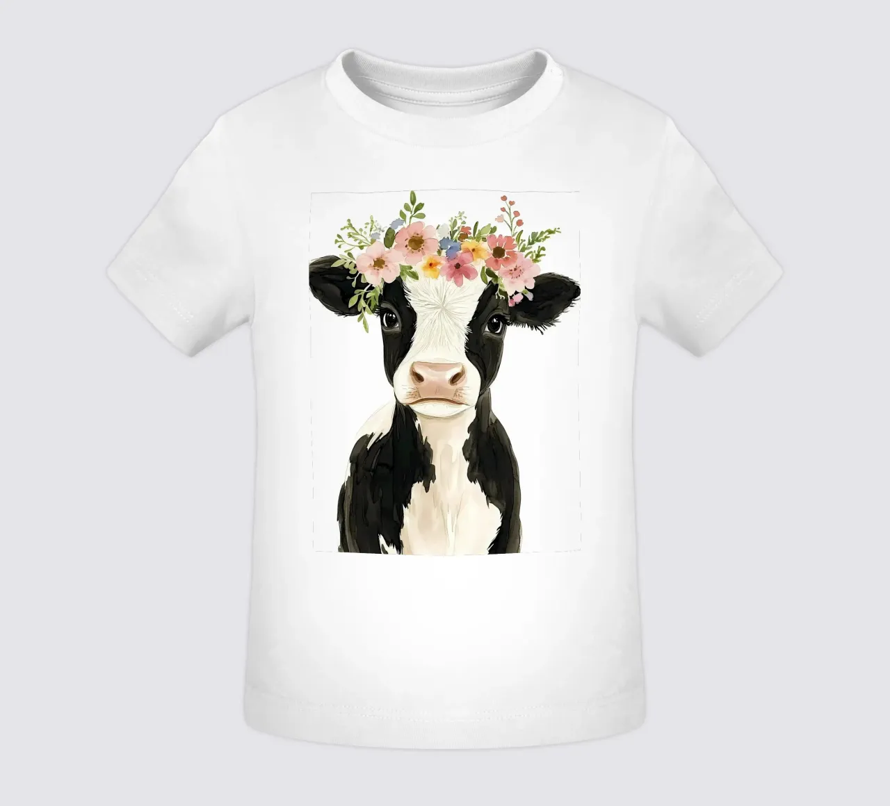 Mucca con corona floreale maglietta neonato da IamHomeStudio