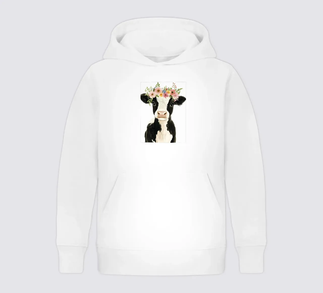 Baby Cow in Floral Wreath kids hoodie by IamHomeStudio