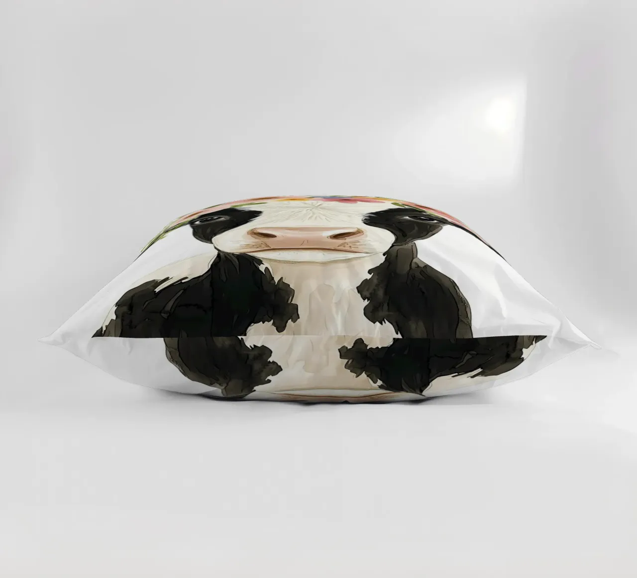 Mucca con corona floreale cuscino da IamHomeStudio