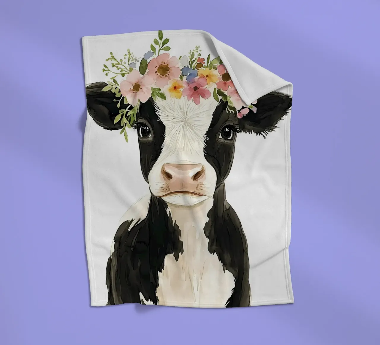Mucca con corona floreale coperta in pile da IamHomeStudio
