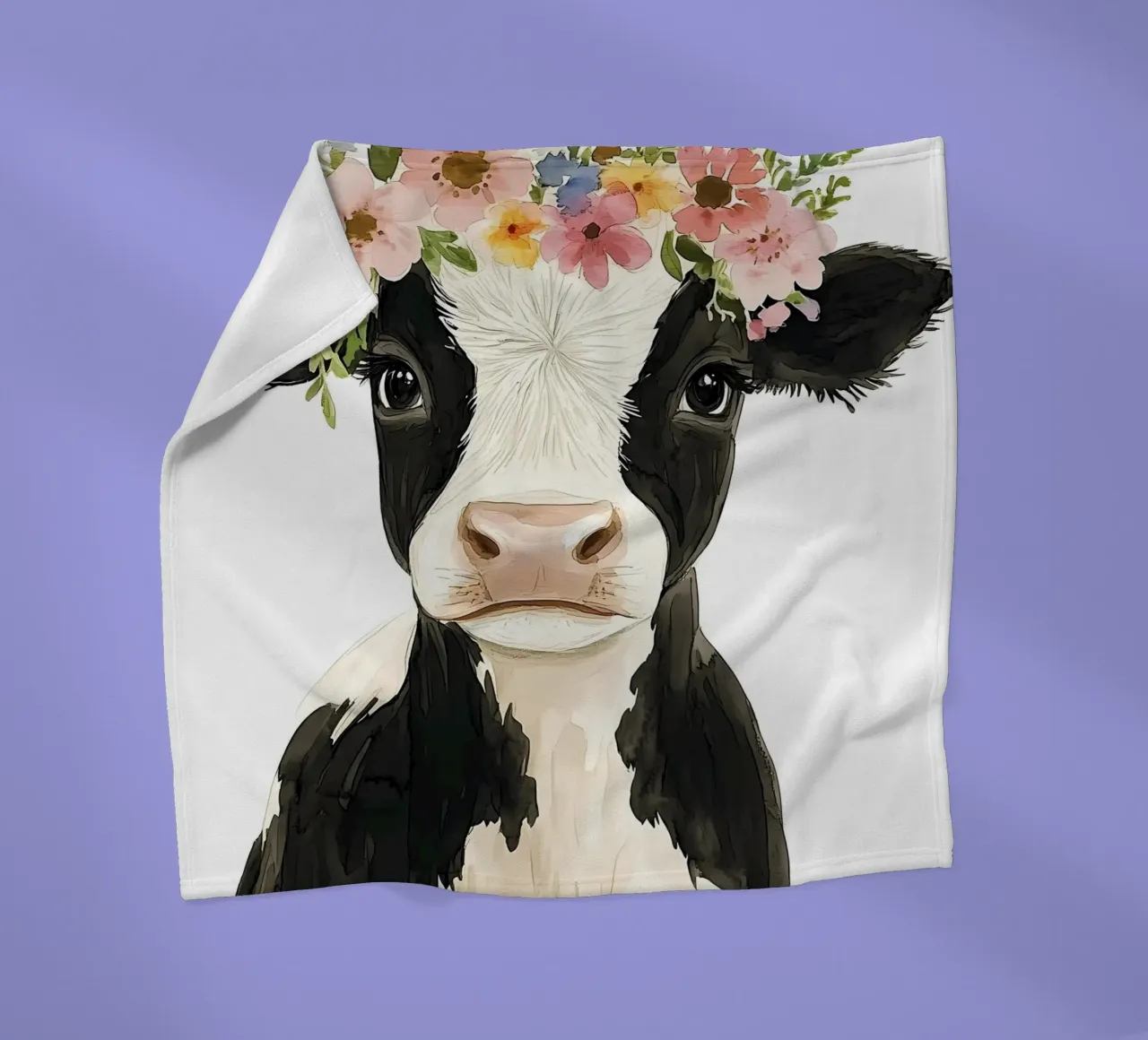Mucca con corona floreale coperta in pile da IamHomeStudio