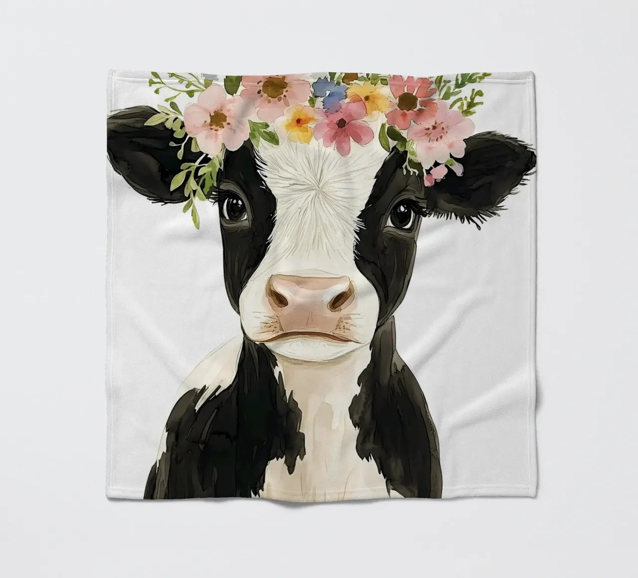 Mucca con corona floreale coperta in pile da IamHomeStudio