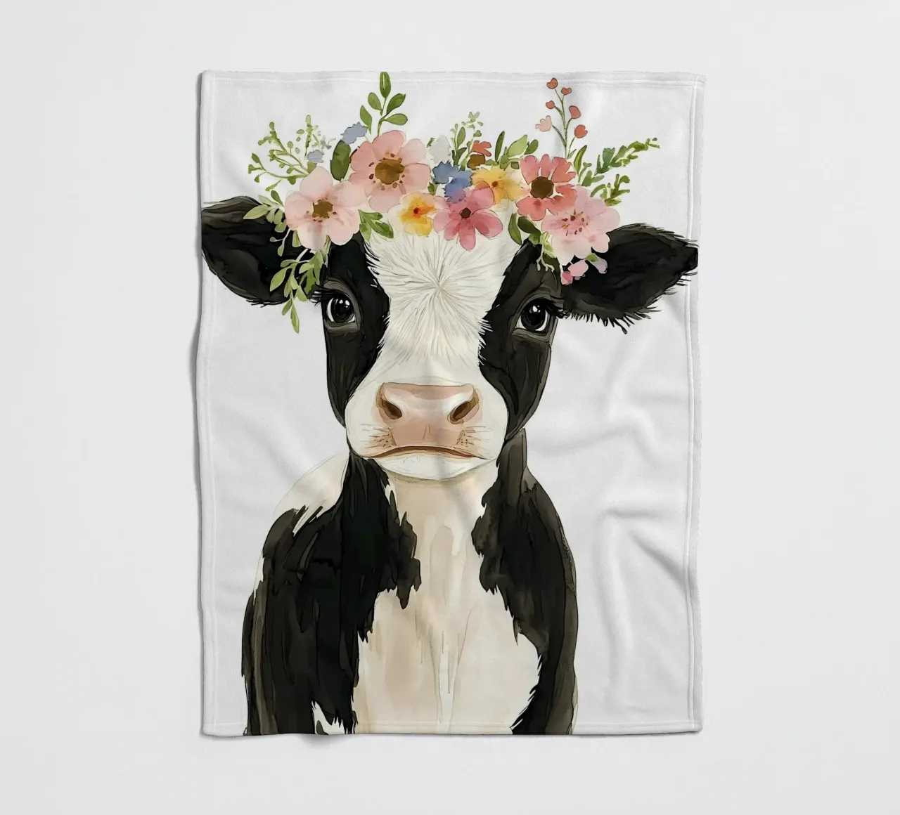 Mucca con corona floreale coperta in pile da IamHomeStudio