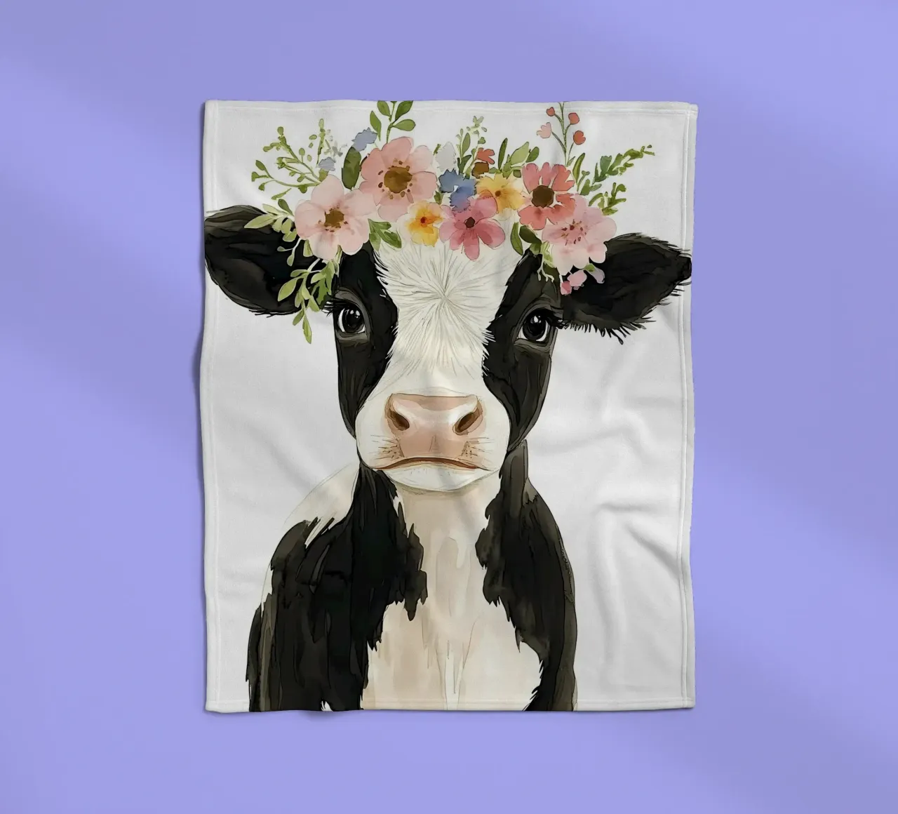 Mucca con corona floreale coperta in pile da IamHomeStudio