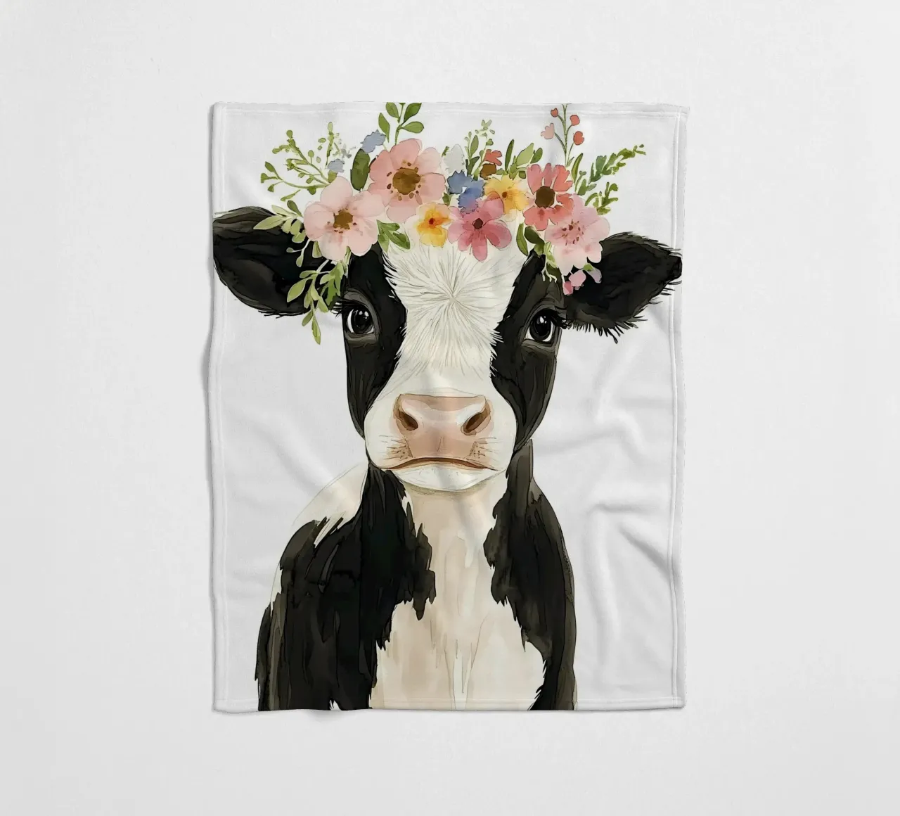 Mucca con corona floreale coperta in pile da IamHomeStudio