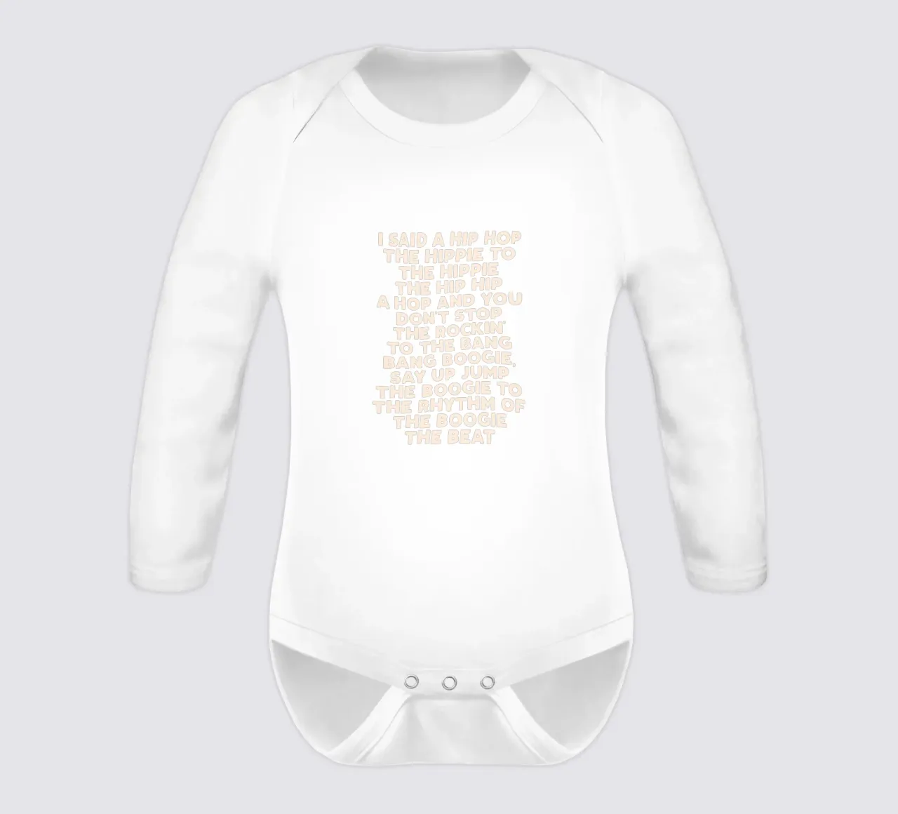 Hip Hop Lyrics Typografie Design in Black and White long-sleeve baby romper by THE MOTIVATED TYPE