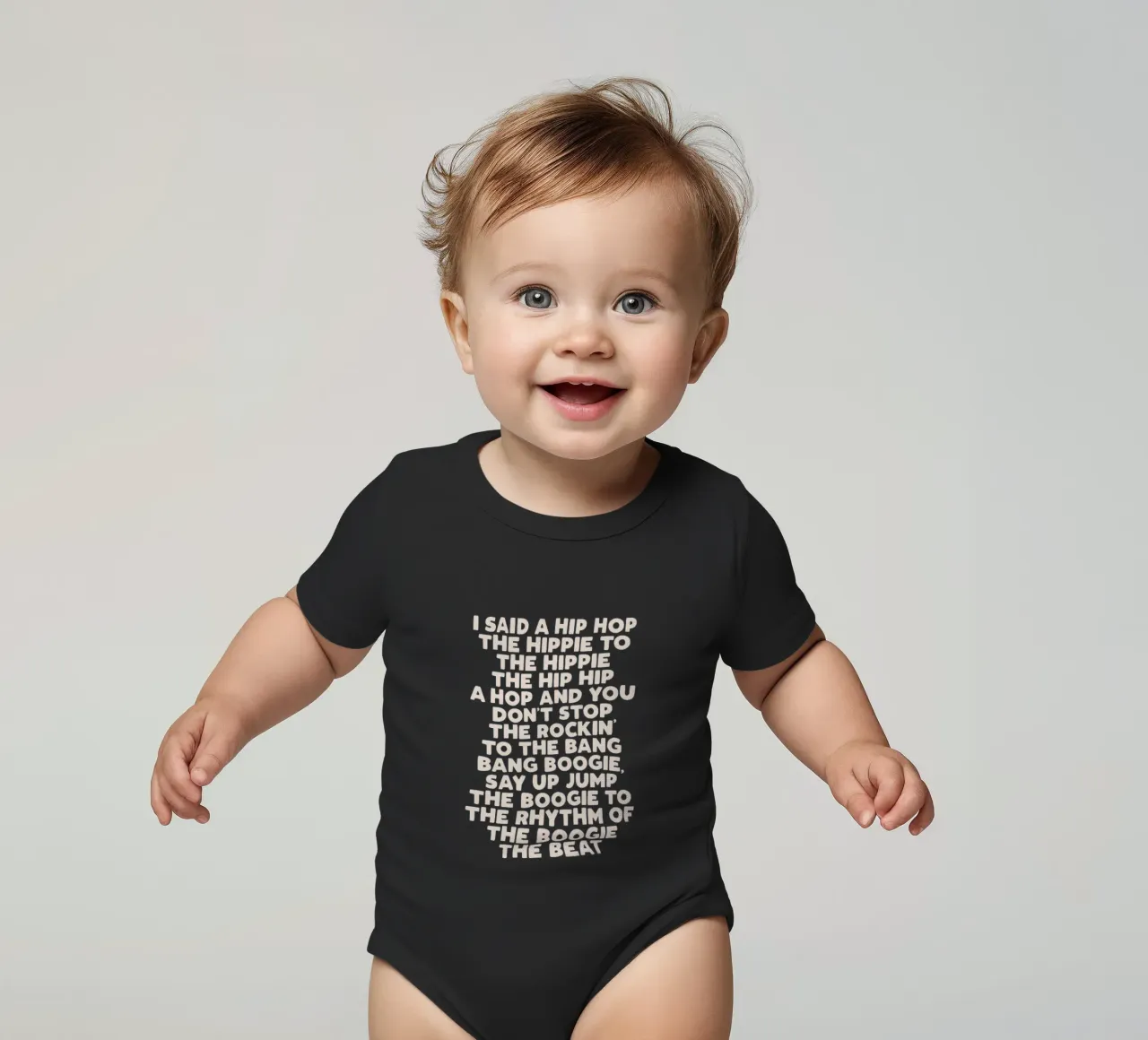 Hip Hop Songteksten Typografie Ontwerp in Zwart en Wit babyrompertje korte mouwen van THE MOTIVATED TYPE