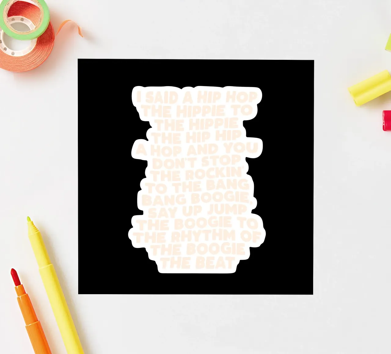 Testi Hip Hop Design tipografico in bianco e nero adesivo da THE MOTIVATED TYPE