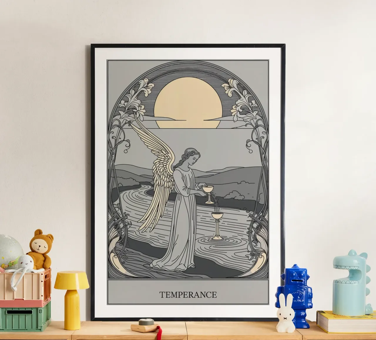 Tarocchi della Temperanza - Guardiano dell'equilibrio poster con telaio in plastica da Mystique & Muse